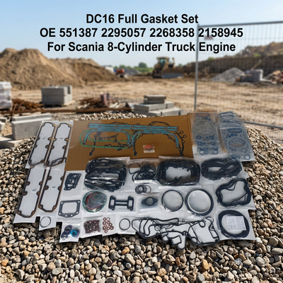 DC16 8 Silindirli Dizel Motor Tam Gasketi Kütü OE 551387 2295057 2268358 2158945 Kamyon Tamir Değiştirme Gasketi Seti